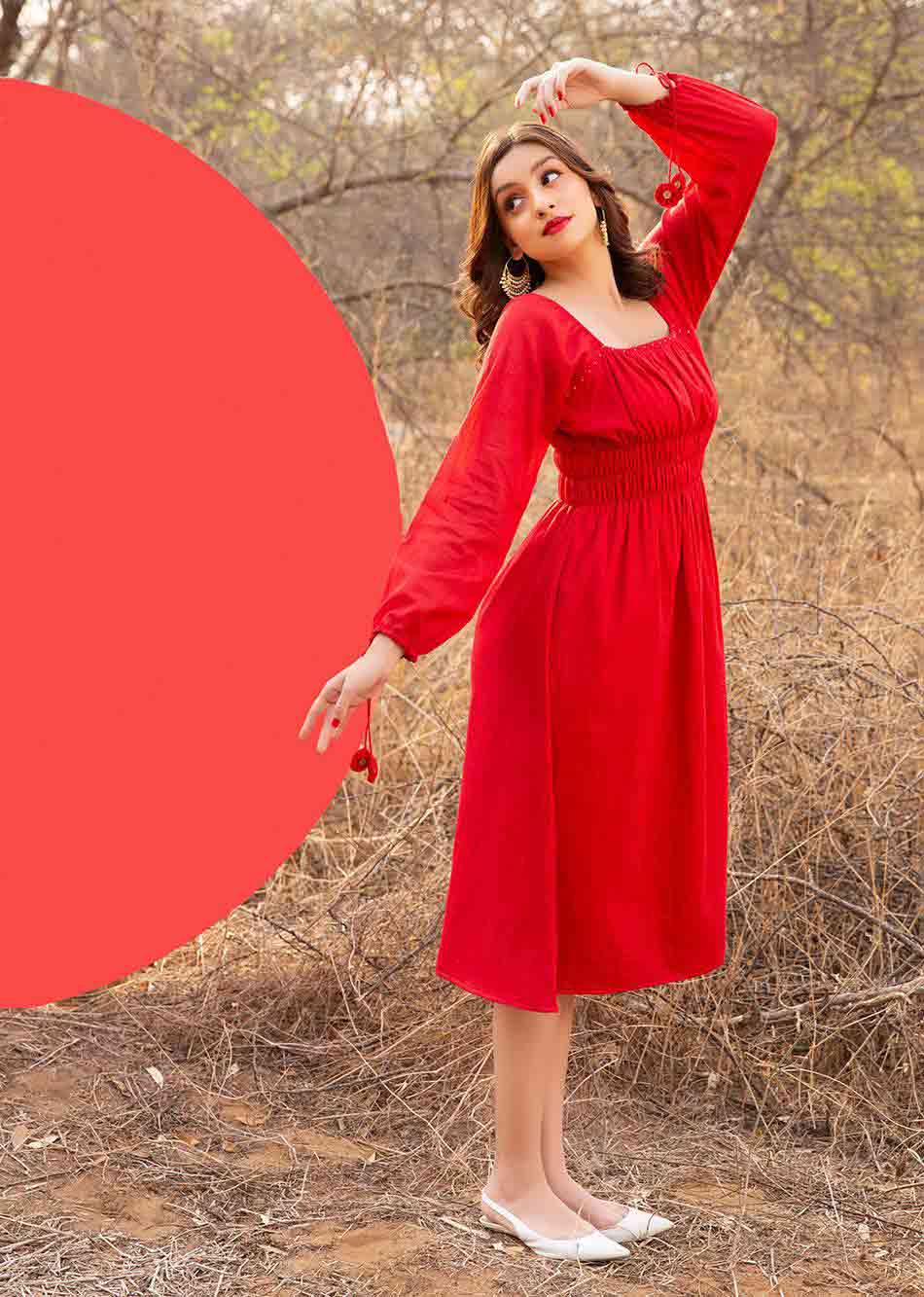 Red Mid Length Dress