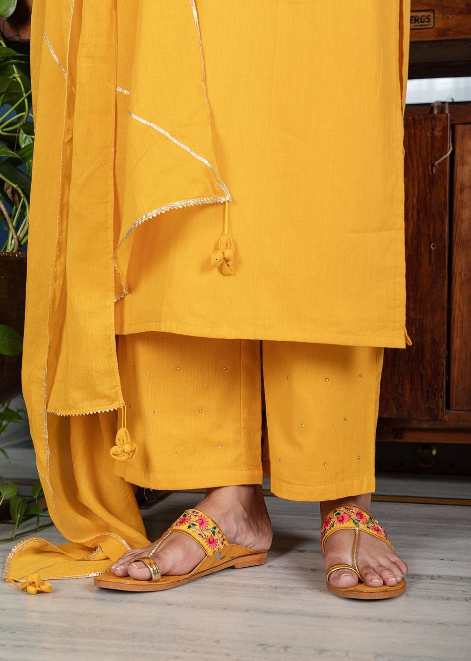 Mustard Yellow Mulmul Dupatta