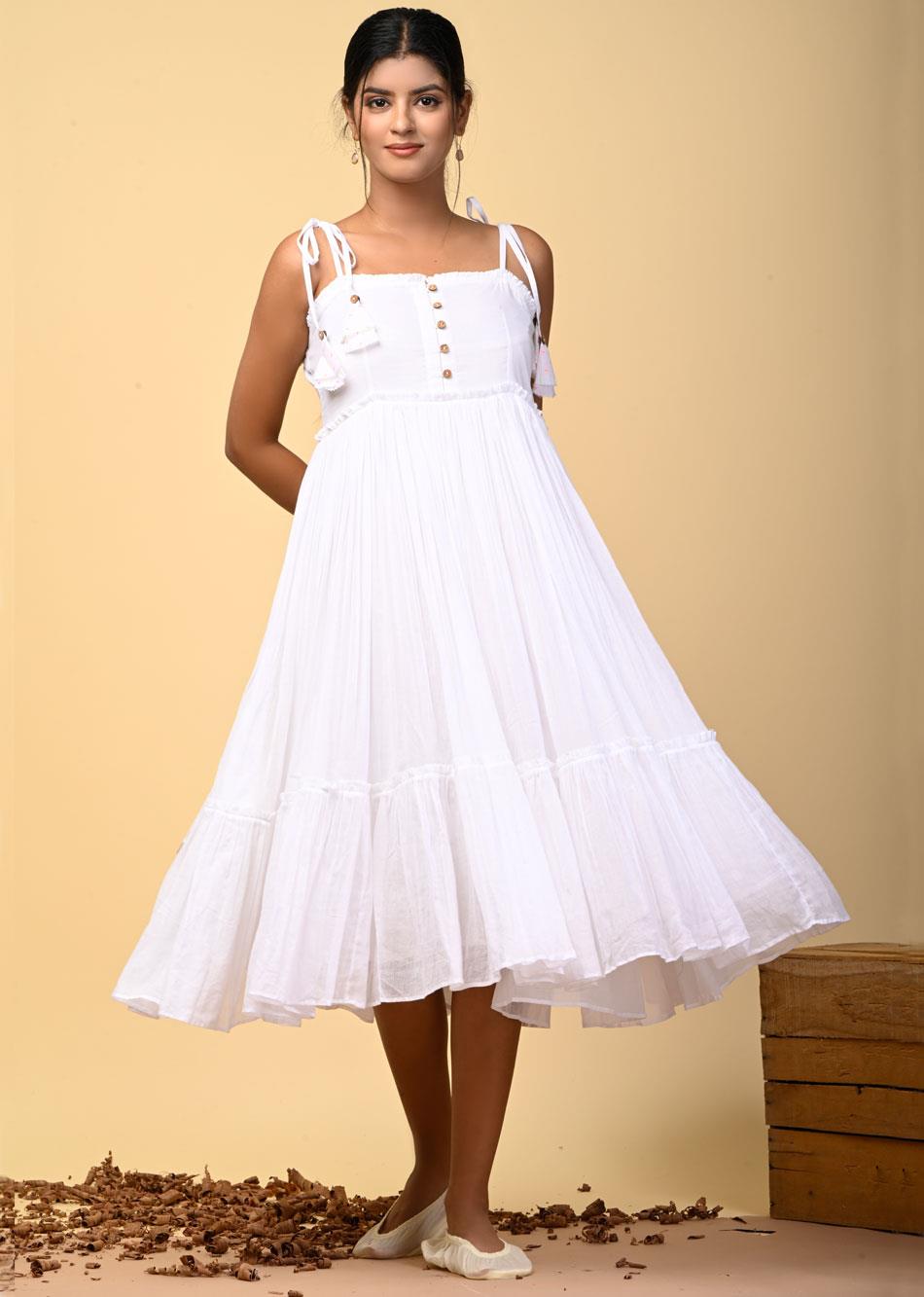 White Strappy Tier Dress