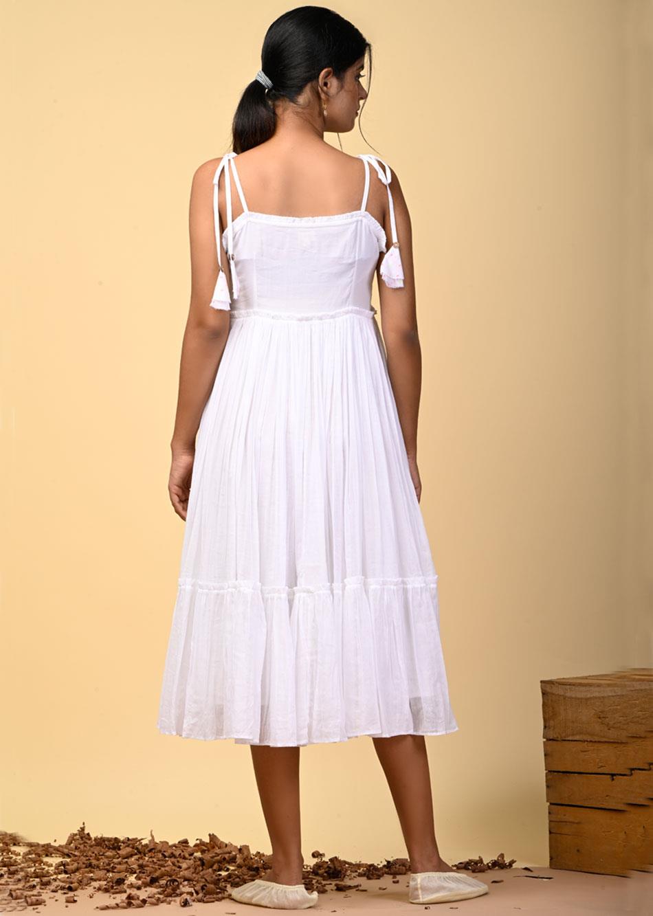 White Strappy Tier Dress