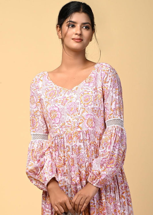 Lilac Printed Short Dress