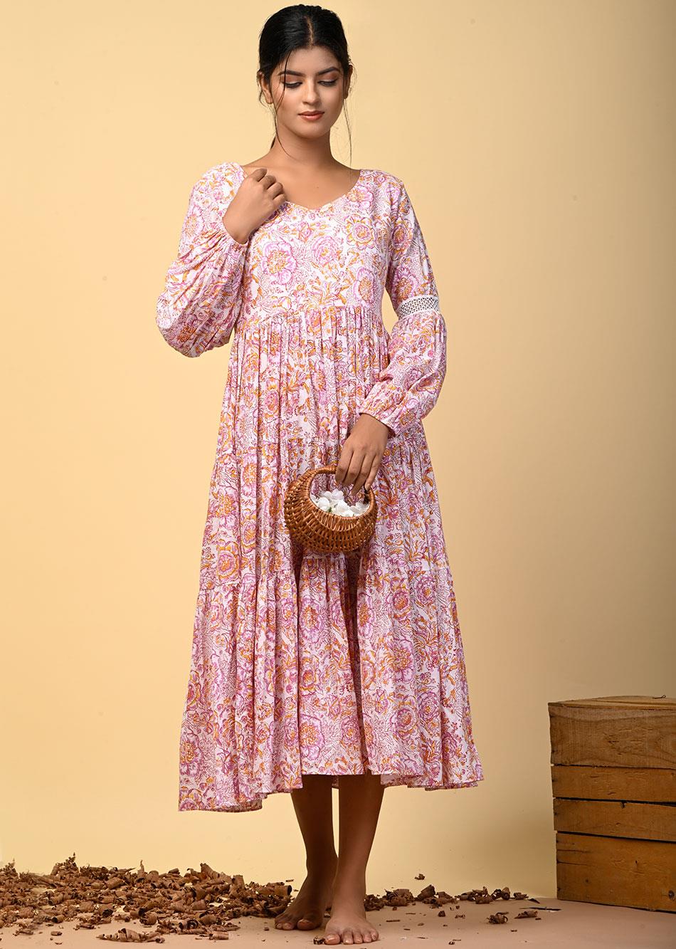 Lilac Printed Short Dress