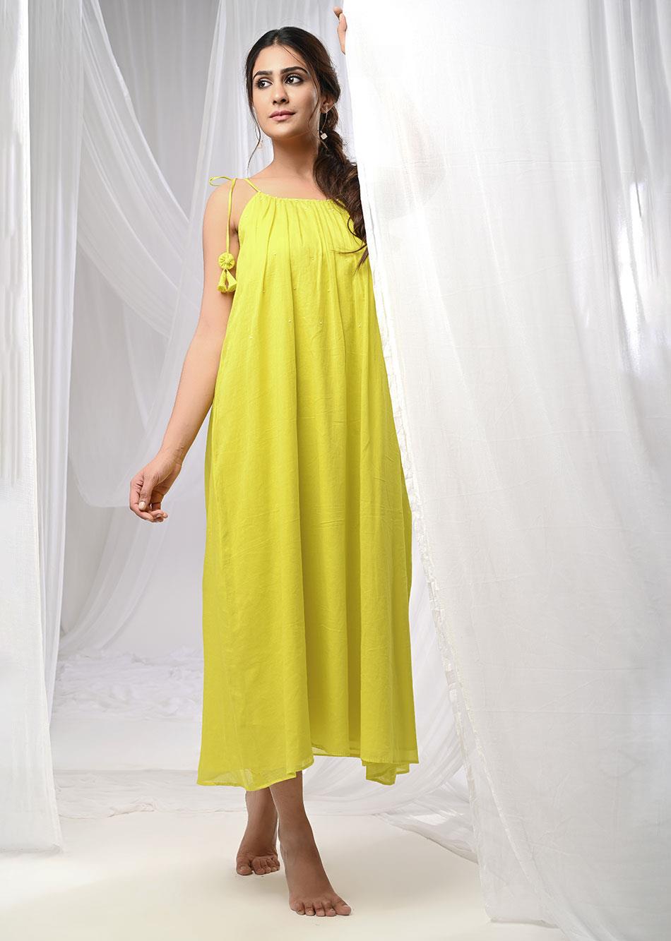 Neon Yellow Halter Dress