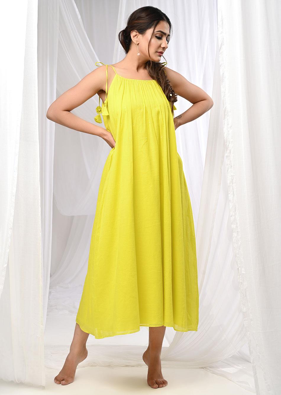 Neon Yellow Halter Dress