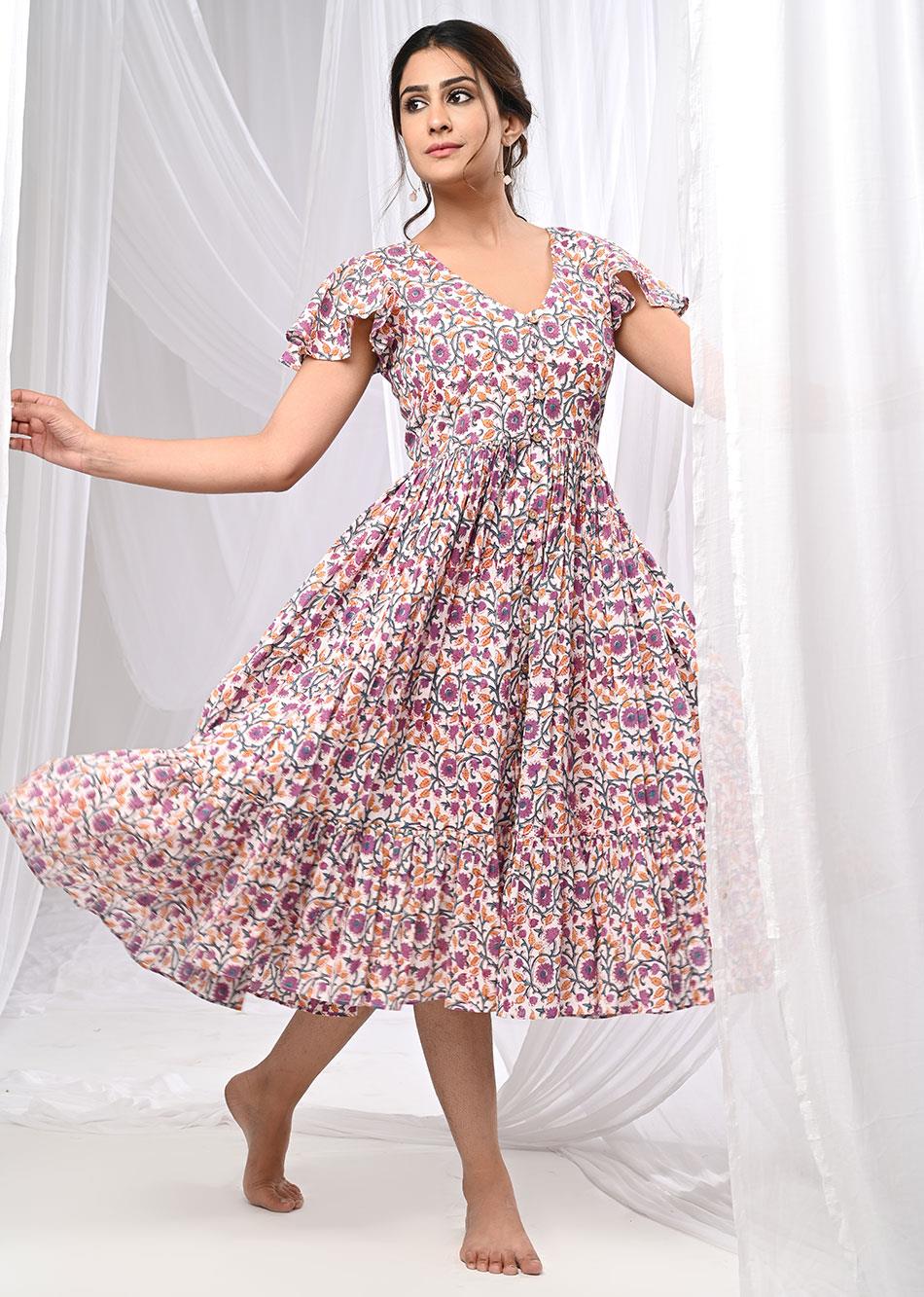 Violet Printed Tier Dress