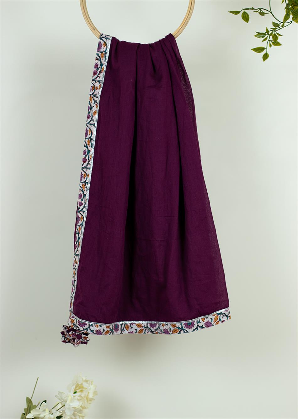 Violet Flower Printed Dupatta