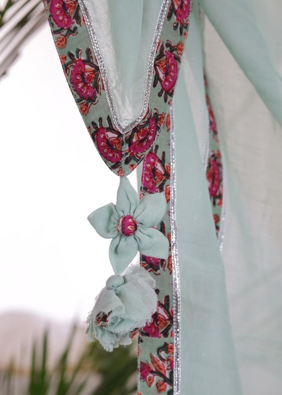 Mint Green Printed Dupatta