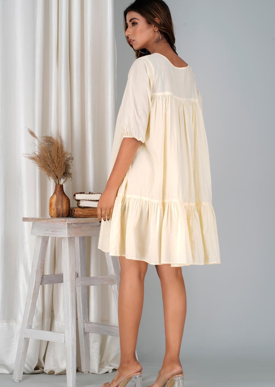 Ivory Short Tiered Dress