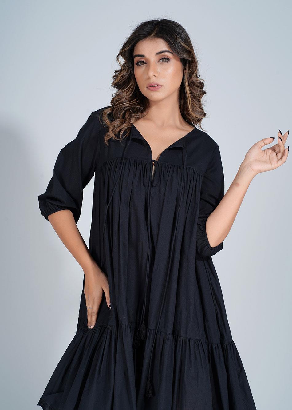 Black Short Tiered Dress