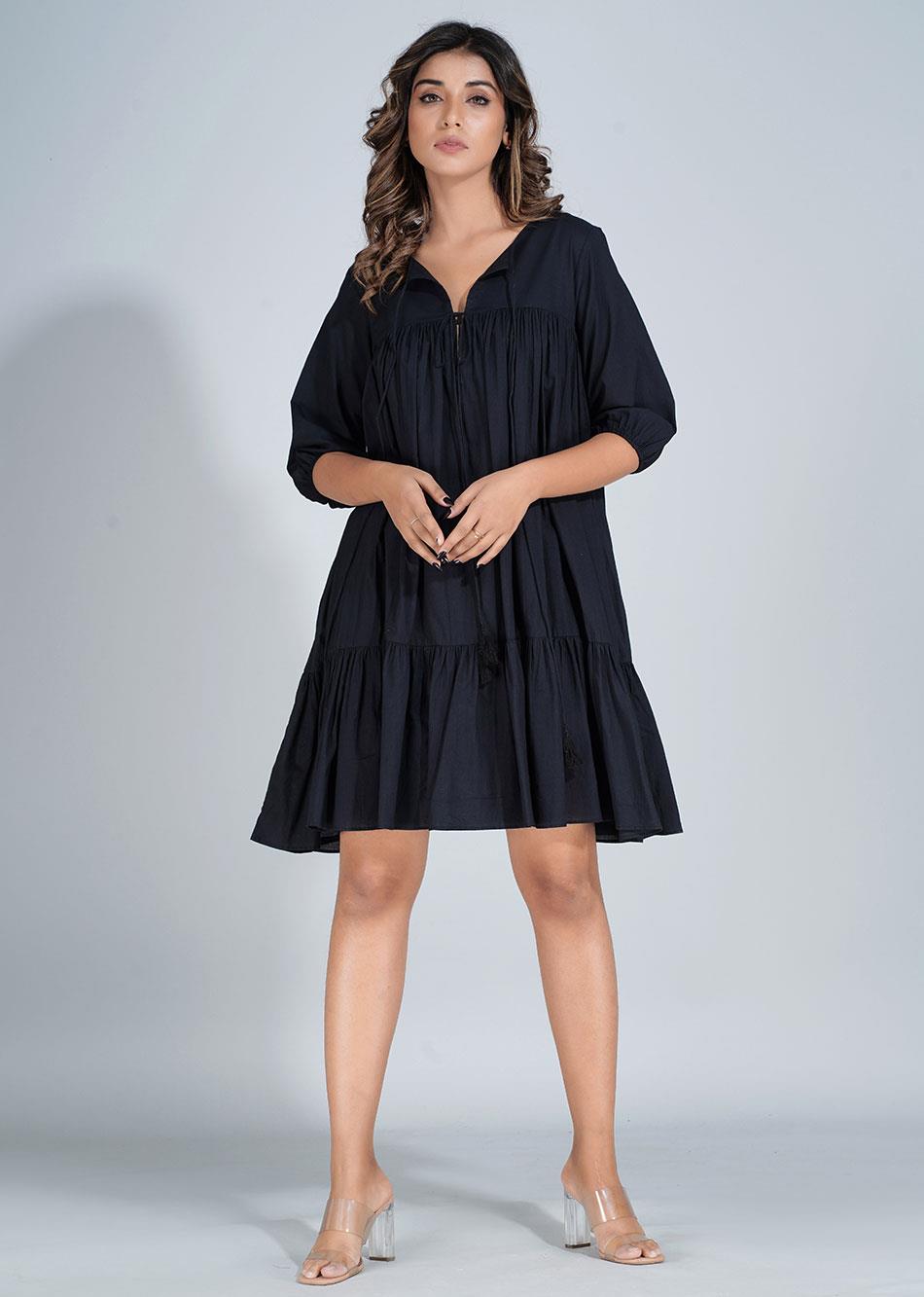 Black Short Tiered Dress