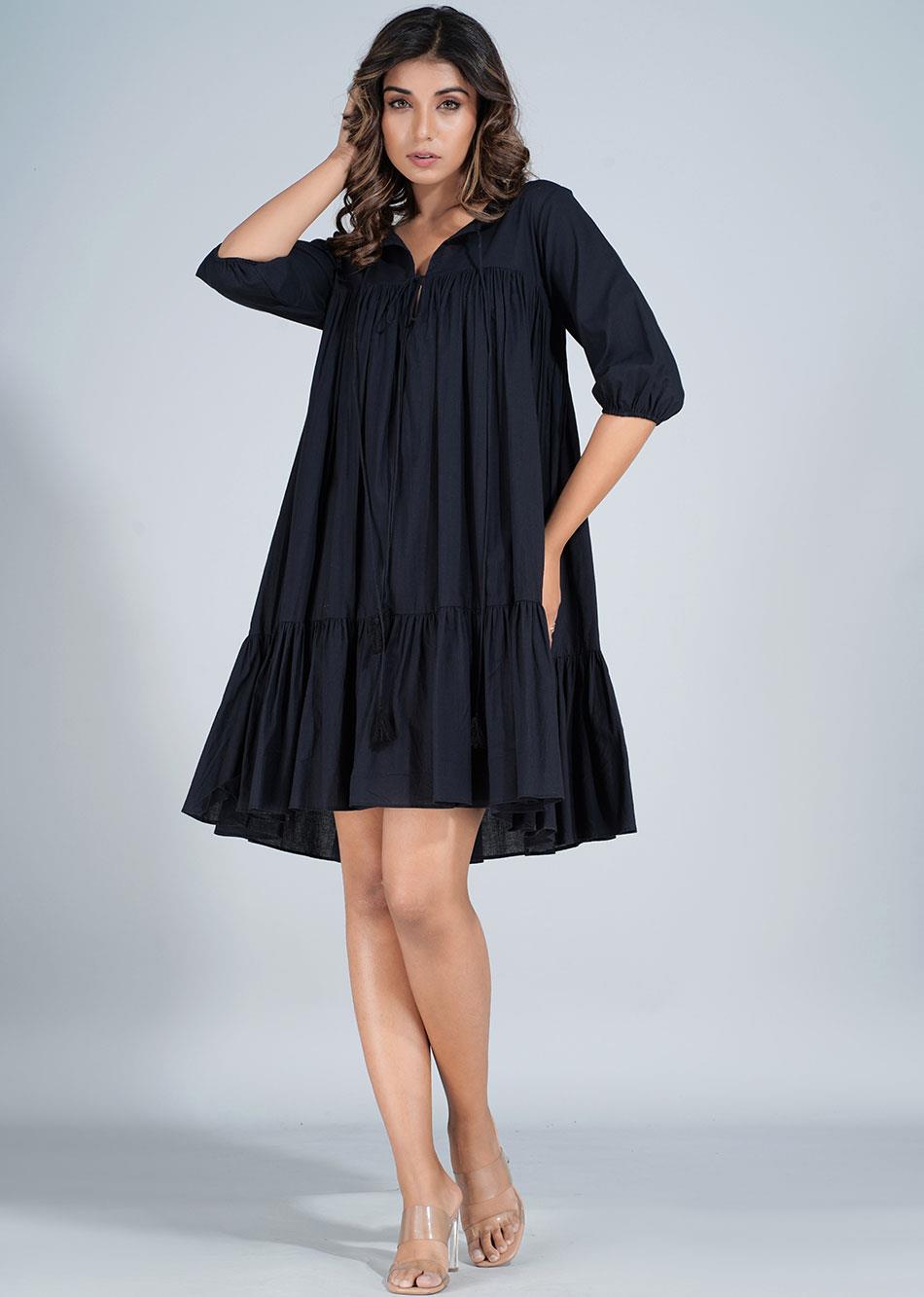 Black Short Tiered Dress