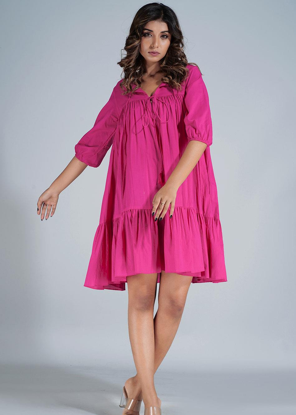 Rani Pink Tiered Dress