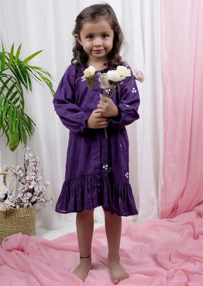 Shop Beautiful Purple One Side Embroidery Dresses for Kids - JOVI India Kids Wear