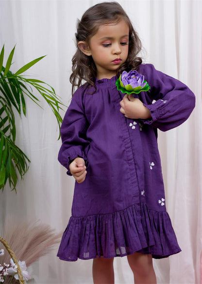 Shop Beautiful Purple One Side Embroidery Dresses for Kids - JOVI India Kids Wear