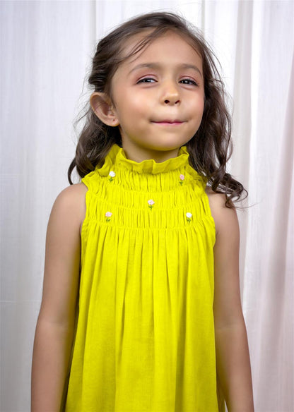 Buy Fashionable Neon Yellow Dress for Kids and Baby Girls - JOVI India Kids Wear