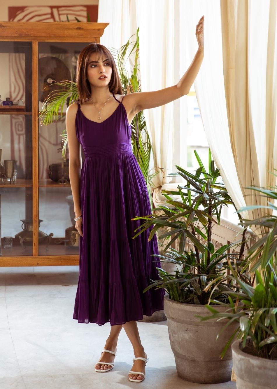 Purple halter dress clearance