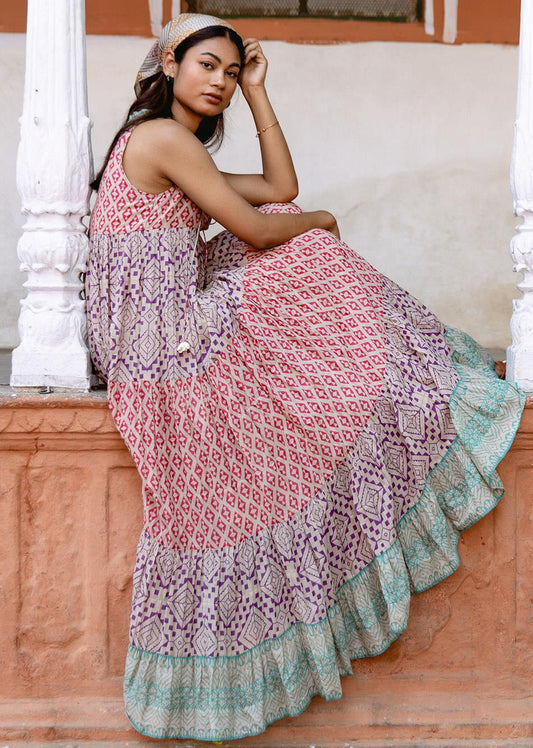 Beautiful Printed Cotton Ruffled Collar Dresses for Women - JOVI India