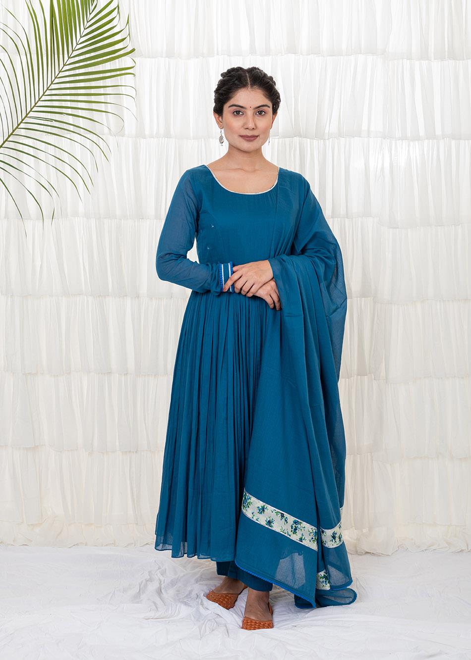 Teal Blue Anarkali Suit Set