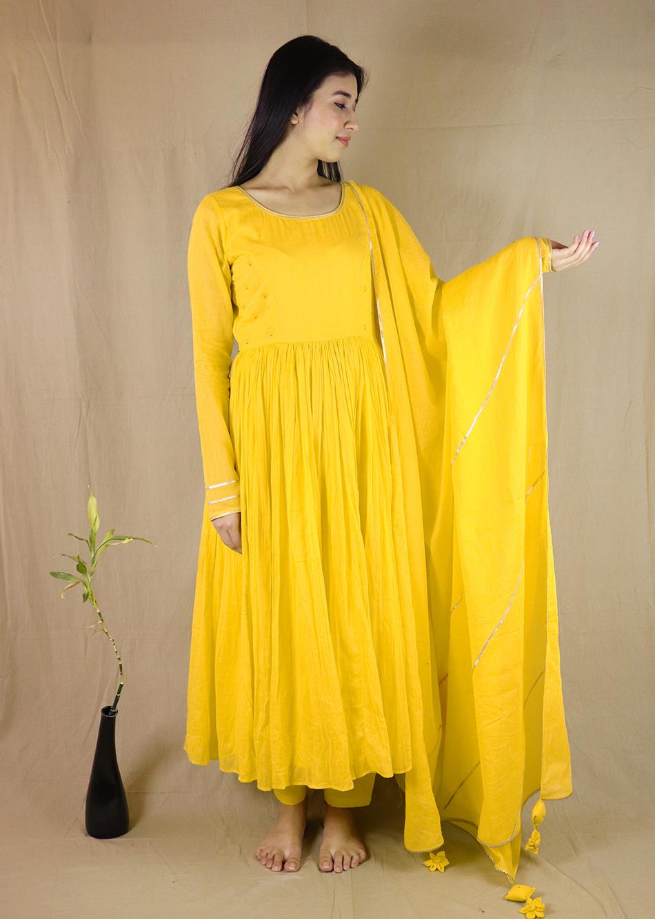Yellow Anarkali Suit Set