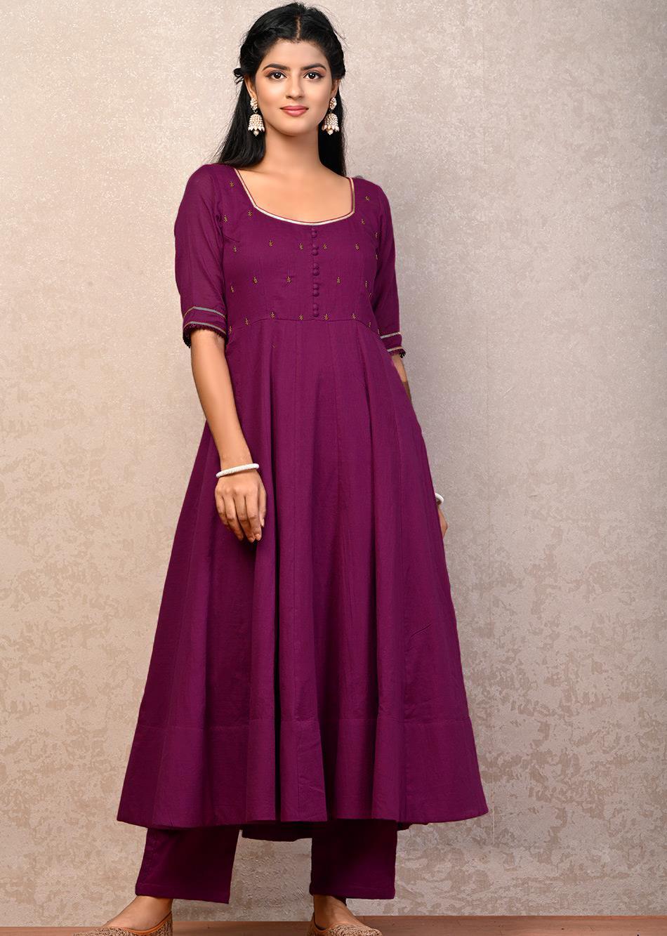 Violet Kali Anarkali Suit Set