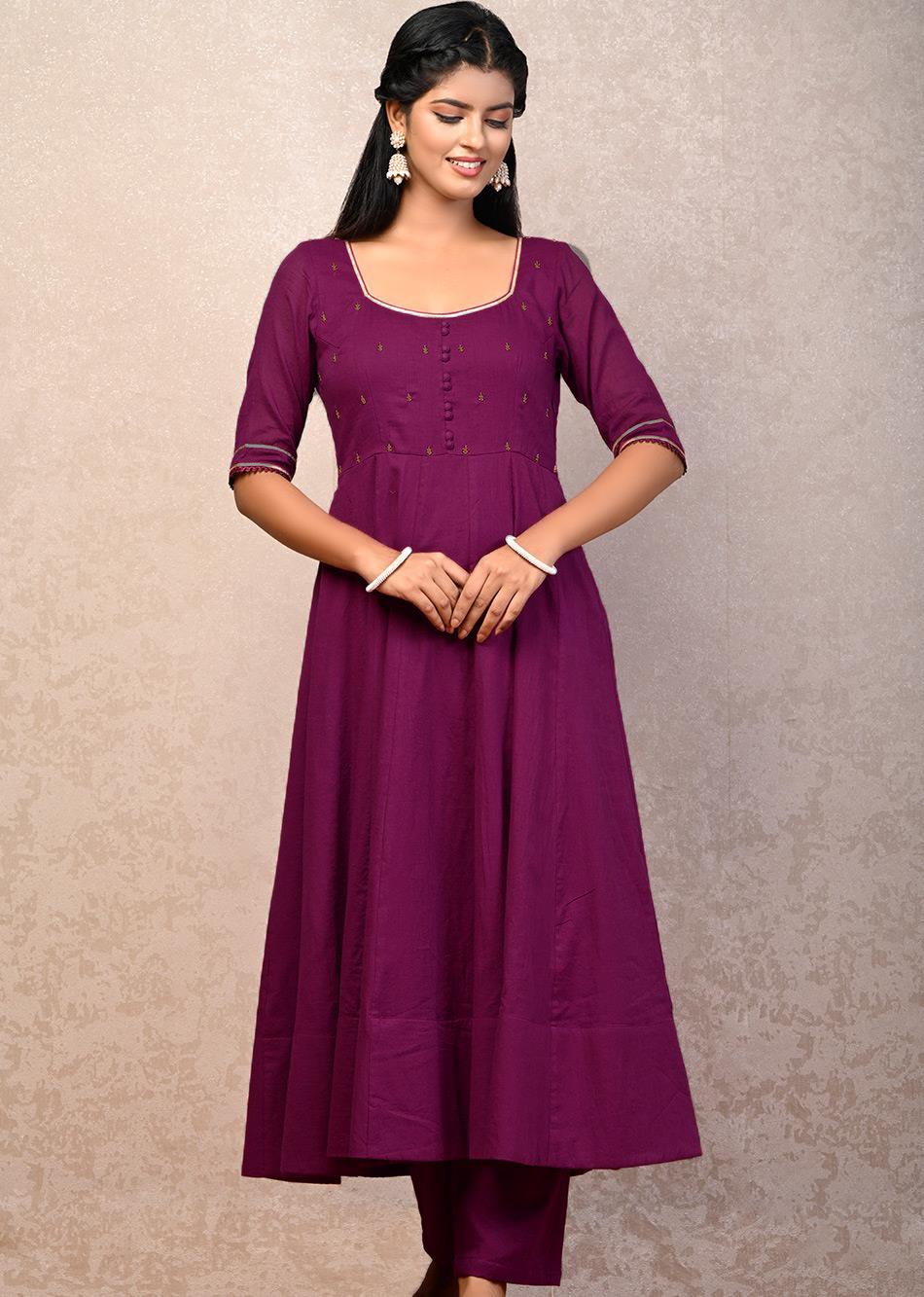 Violet Kali Anarkali Suit Set