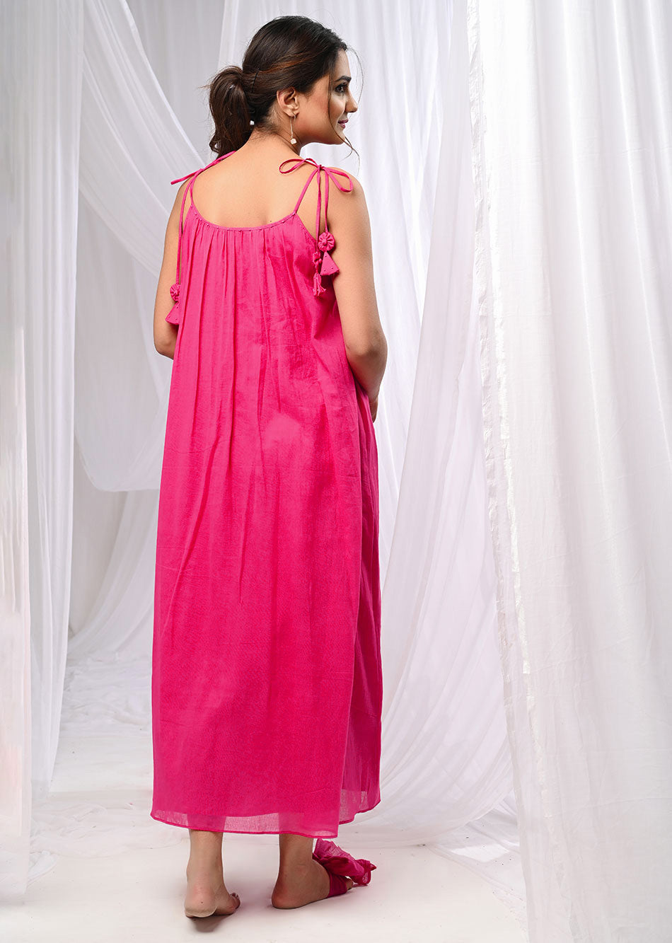Rani Pink Halter Neck Anarkali Suit Set