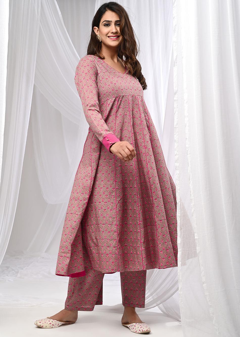 Rani Printed Kali Anarkali Suit Set