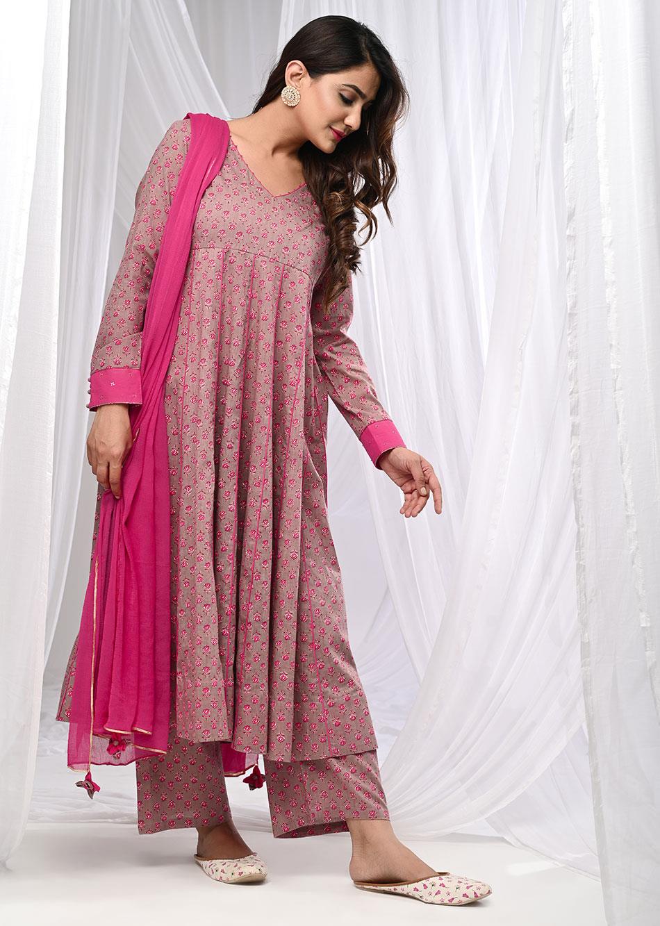 Rani Printed Kali Anarkali Suit Set