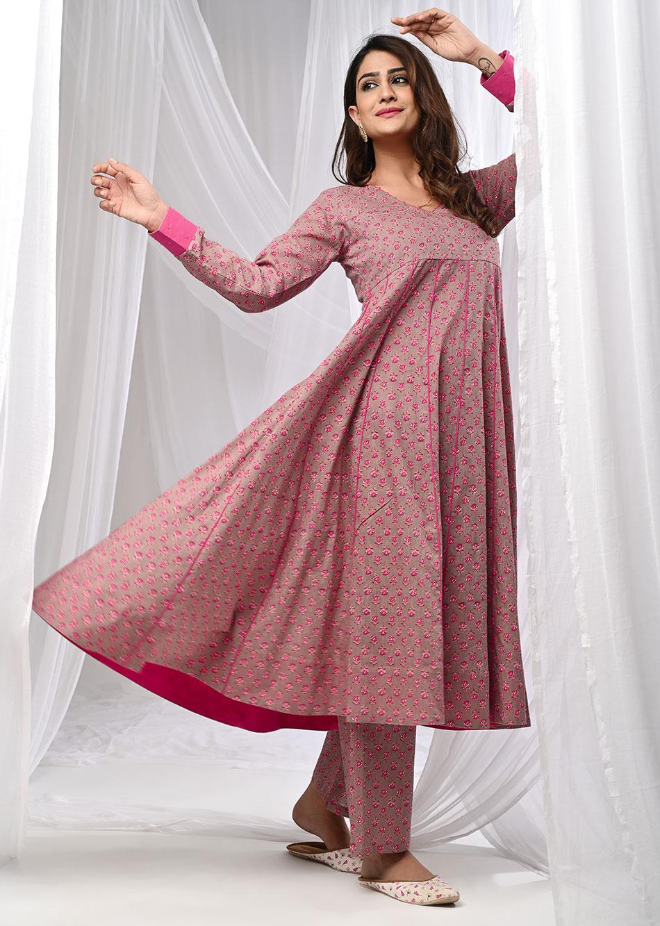 Rani Printed Kali Anarkali Suit Set