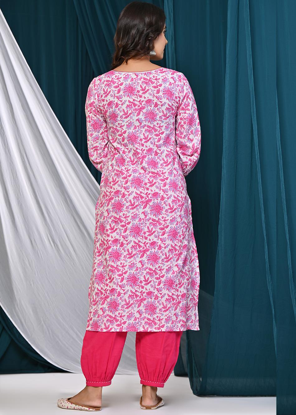 Pink Printed Afghani Set