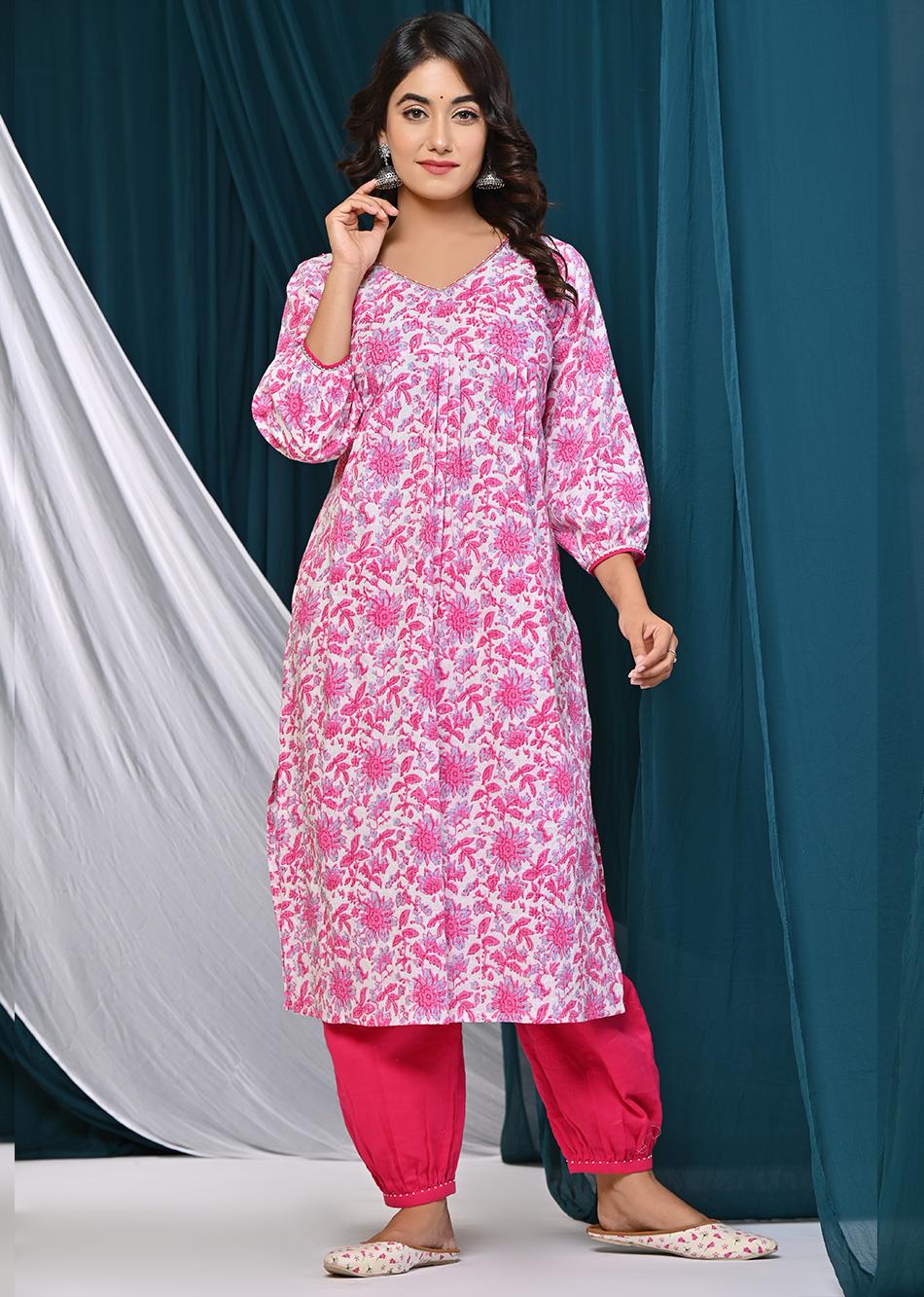 Pink Printed Afghani Set