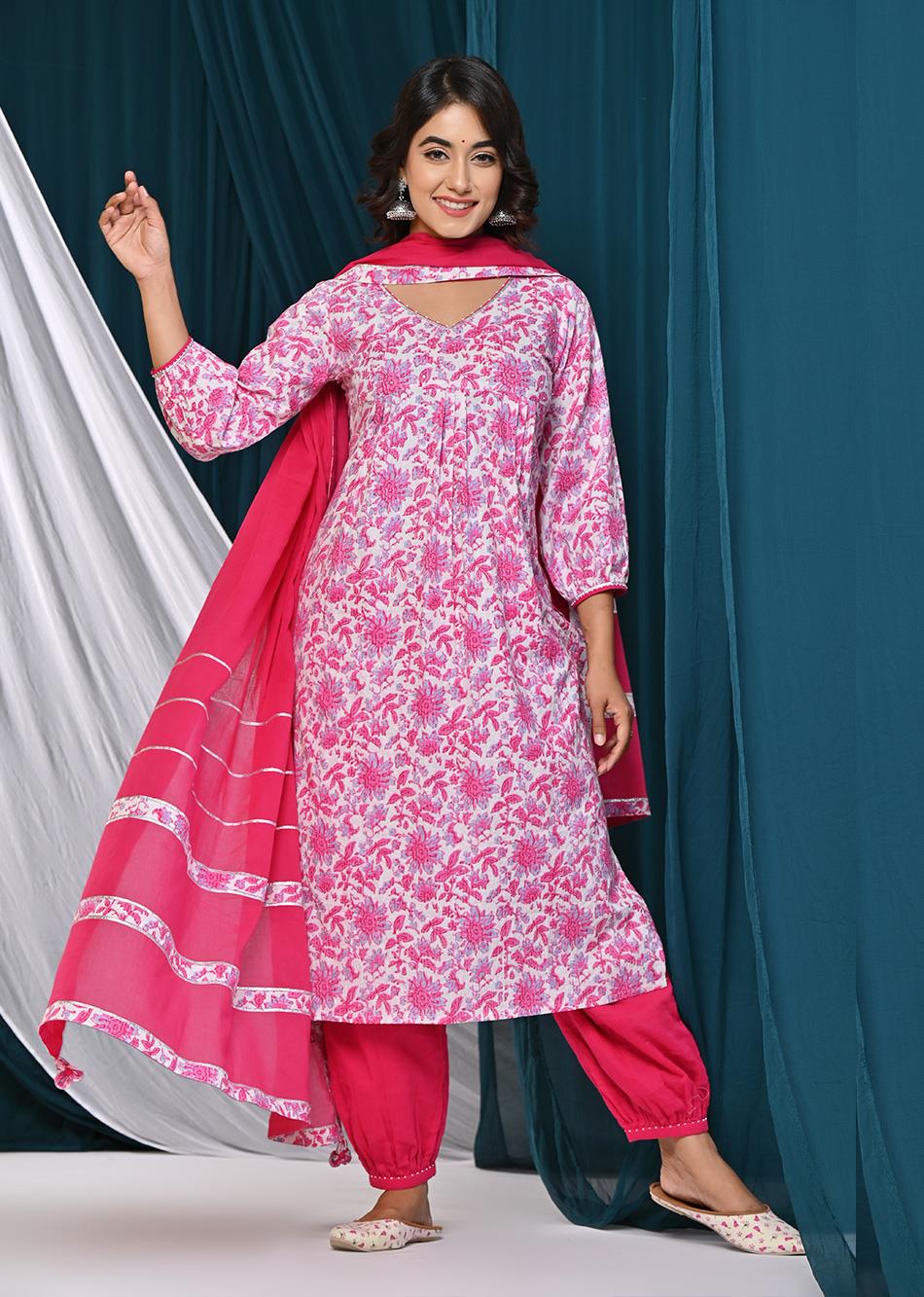 Pink Printed Afghani Set