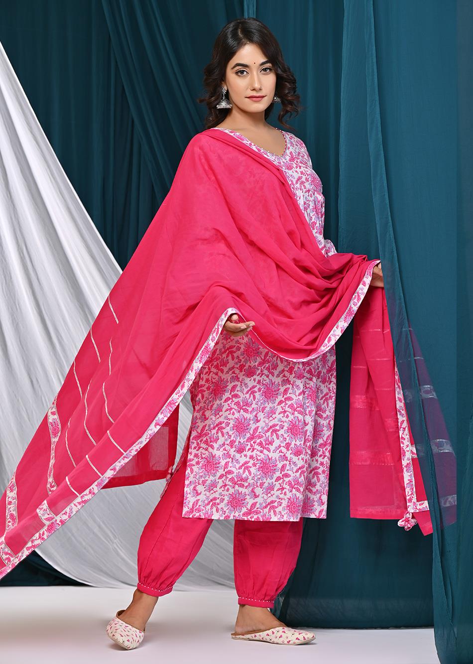 Pink Printed Afghani Set