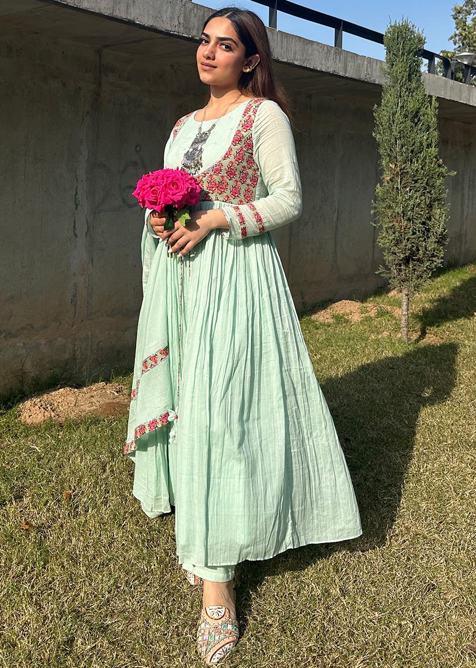 Mint Green Jacket Anarkali Suit Set