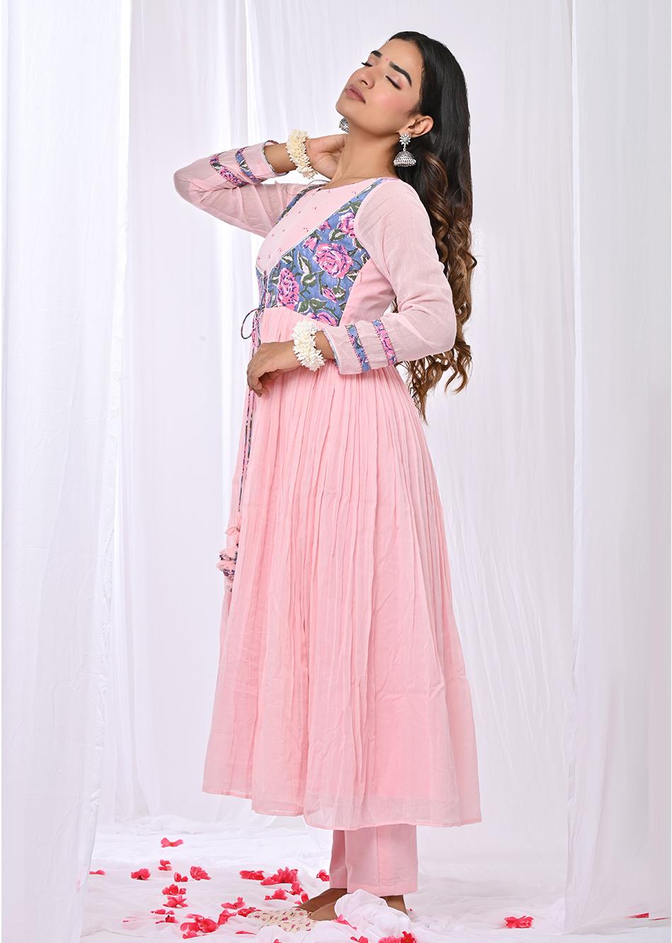 Pink Jacket Anarkali Suit Set