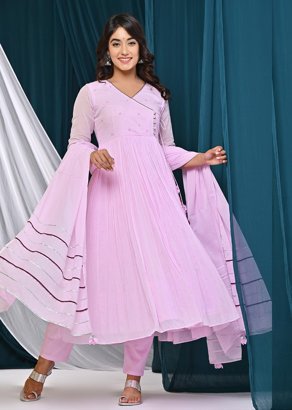 Lilac Angrakha Anarkali Suit Set