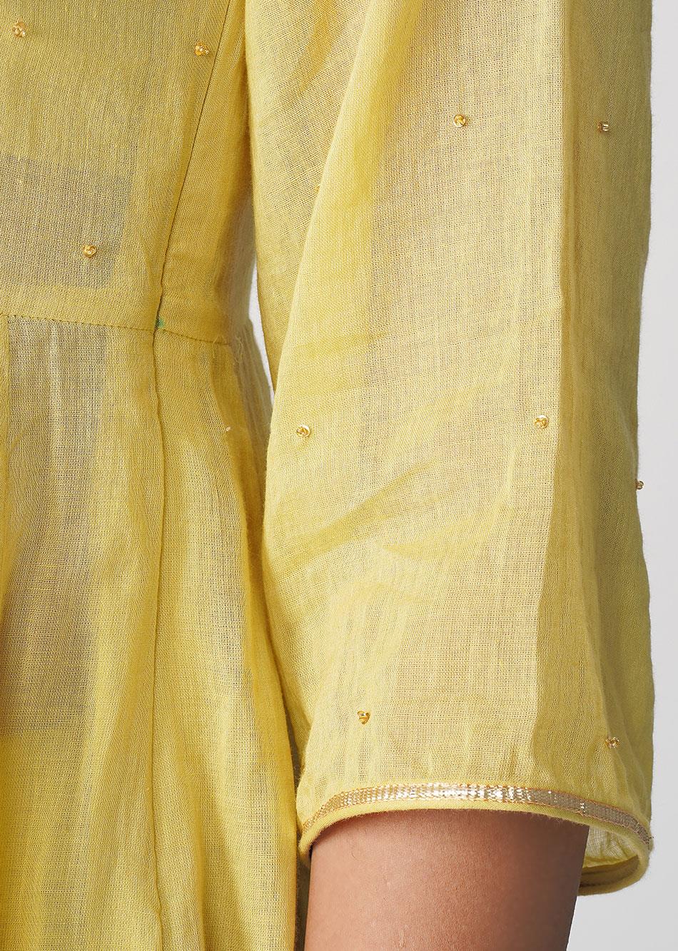 Mustard Yellow Transy Kali Anarkali Suit Set