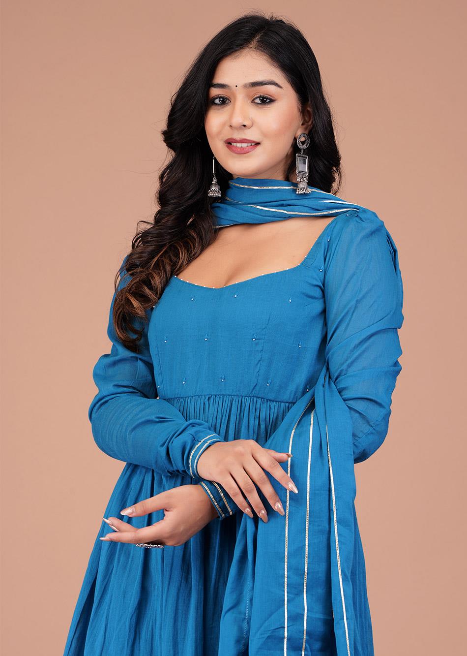 Teal Blue Peplum Top and Sharara Suit Set