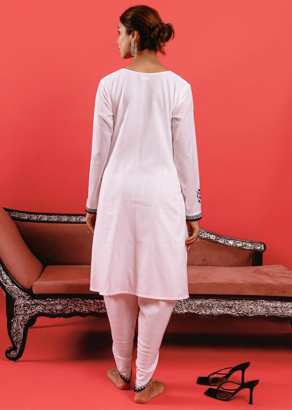 White Loose fit Kurta with Tulip Pant Set