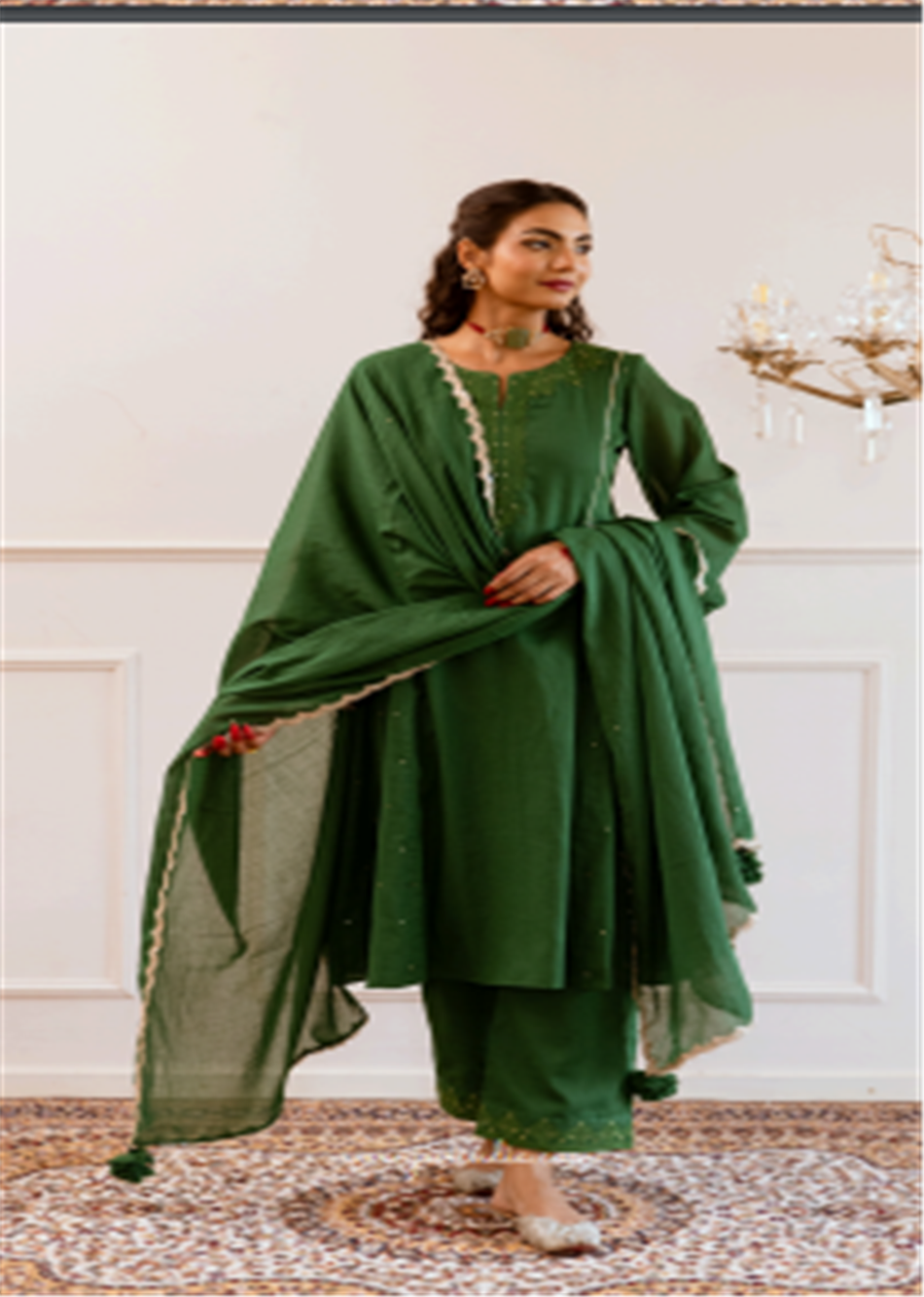 Green Kali Anarkali Suit Set