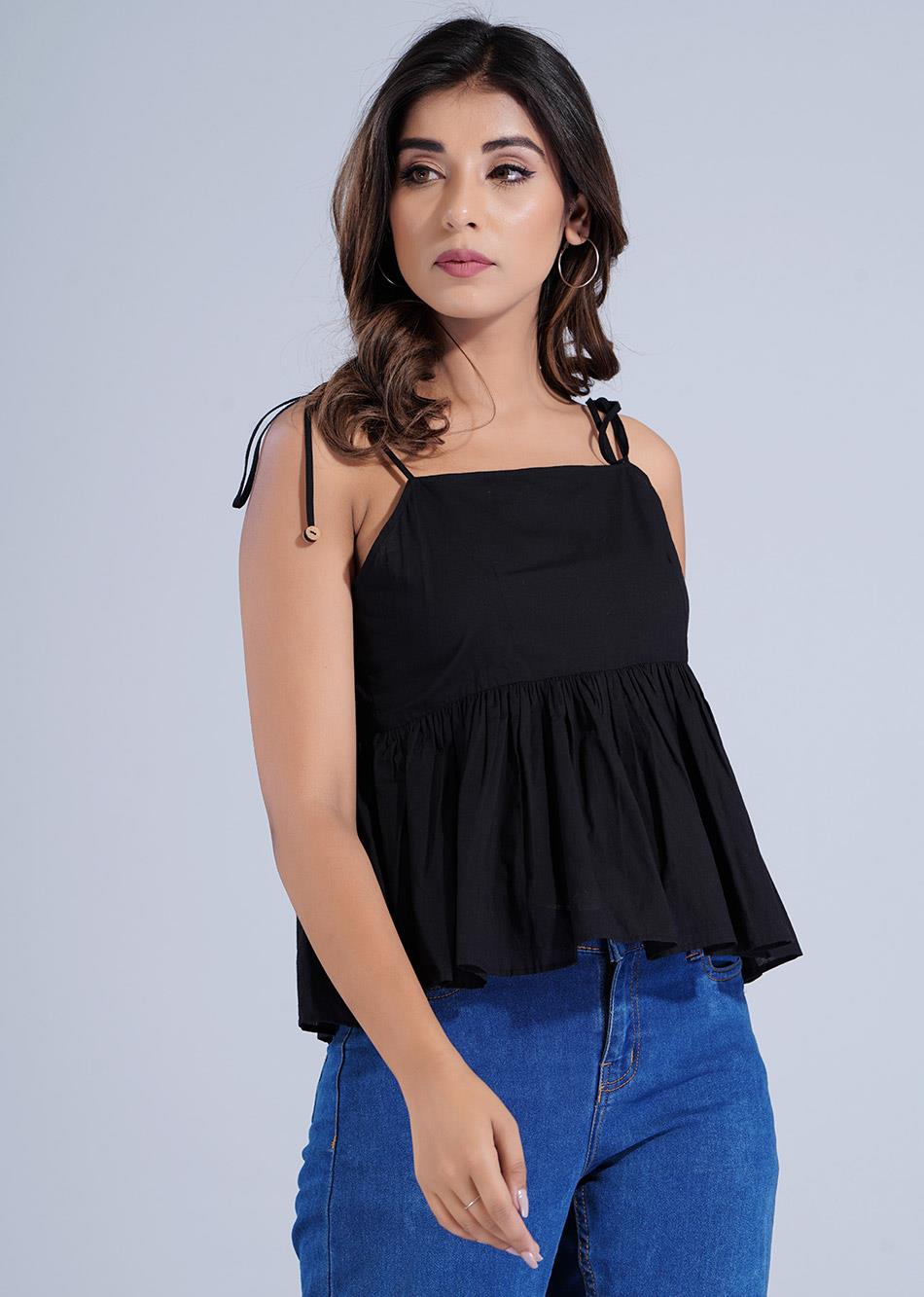 Black Strappy Style Crop Top