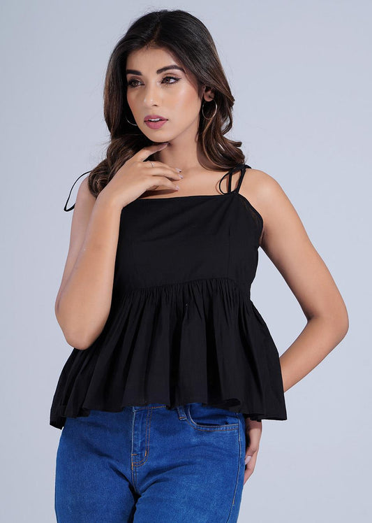 Black Strappy Style Crop Top