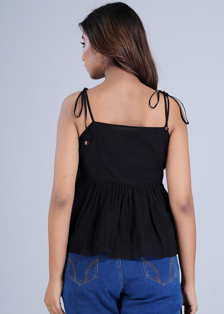 Black Strappy Style Crop Top