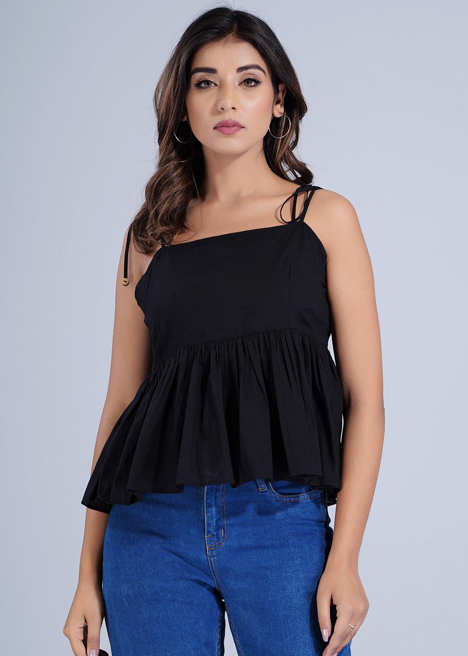 Black Strappy Style Crop Top