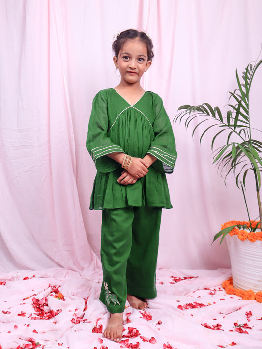 JOVI India - Buy Pretty Mulmul Green Co-ord Sets for Kids and Baby Girls