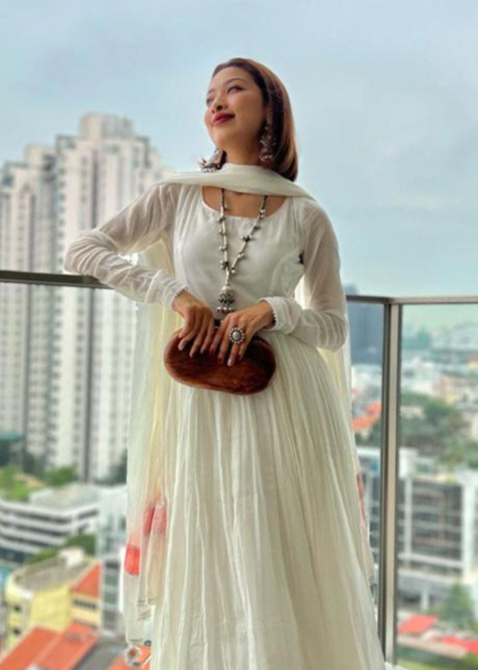 Buy Fashionable off White Anarkali Frock Suits Style for Women - JOVI India