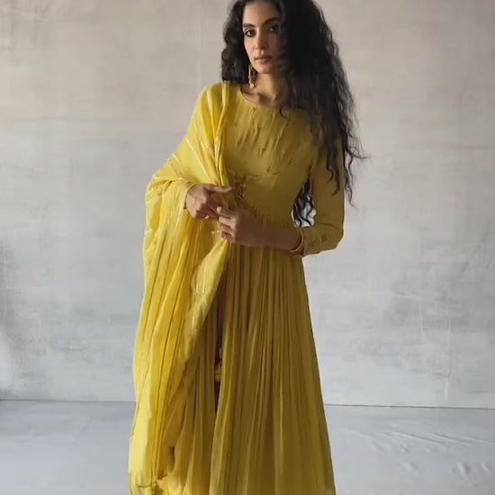 Shop Unique Mustard Jacket Anarkali Suit Sets for Women at JOVI India