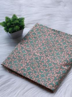 Peach Flowery Printed Fabric