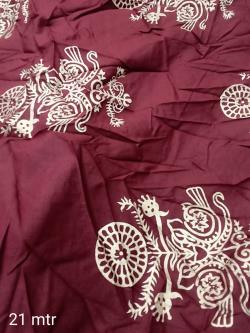 Maroon Patch Printed Fabric