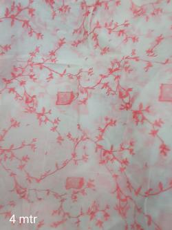 White leafy Printed Fabric